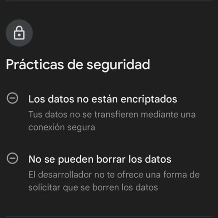 Google Play Store identifica cuándo una aplicación no permite que las personas borren su información. 